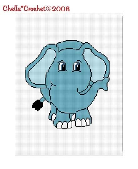 Baby Boy Elephant Blue Afghan Crochet Pattern Graph