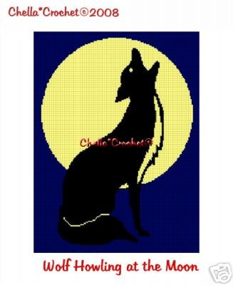 Wolf Howling at Moon Afghan Crochet Pattern Graph