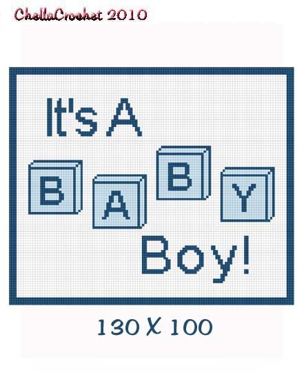 Boy Baby Blocks Afghan Crochet Pattern Graph 100st