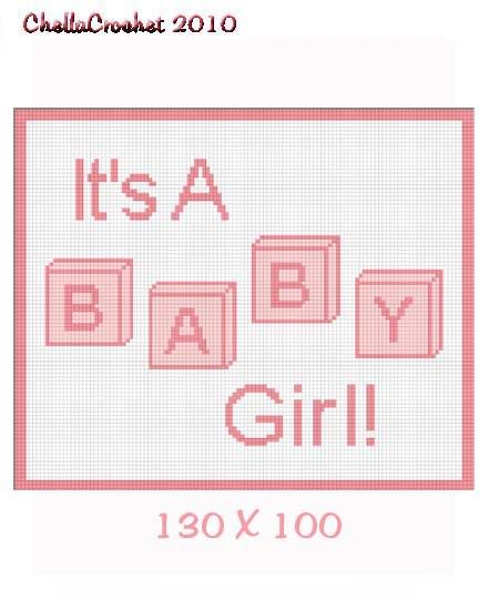 Girl Baby Blocks Afghan Crochet Pattern Graph 100st