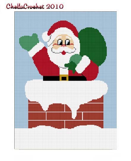 Chella Crochet Christmas Santa in Chimney Afghan Crochet Pattern Graph
