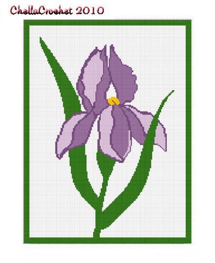 Chella Crochet Beautiful Purple Iris Afghan Crochet Pattern Graph