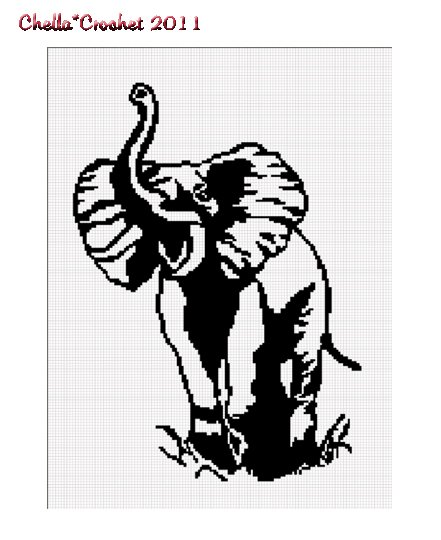 African Bull Elephant Silhouette Afghan Crochet Pattern Graph