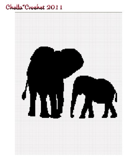 African Cow Calf Mom Baby Elephant Afghan Crochet Pattern Graph
