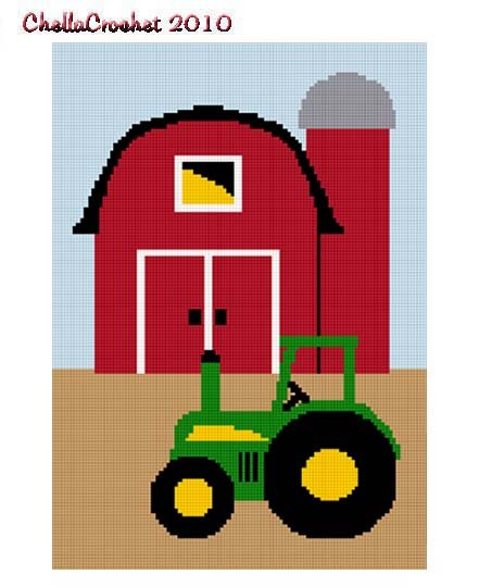 Chella Crochet Baby Tractor Barn Farm Scene Afghan Crochet Pattern Graph