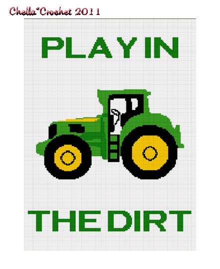 Play in the Dirt Tractor Afghan Crochet Pattern Graph