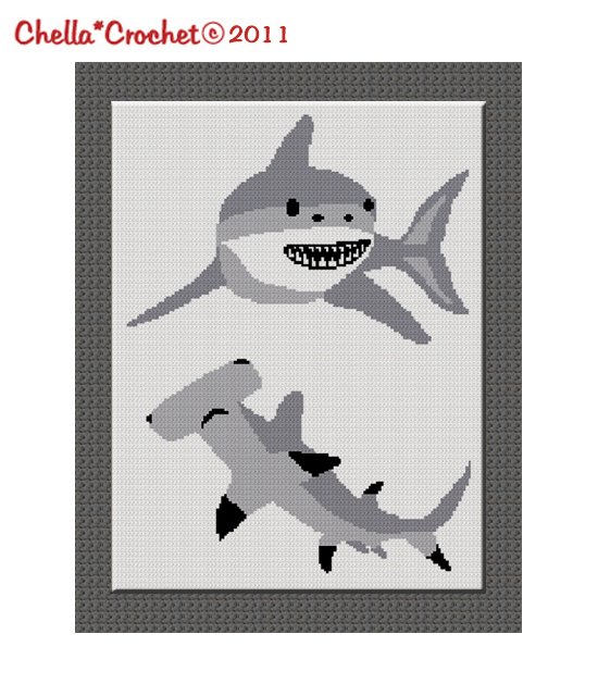 Buy 2 get 1 free Chella Crochet Shark Hammerhead Great White Afghan Crochet Pattern