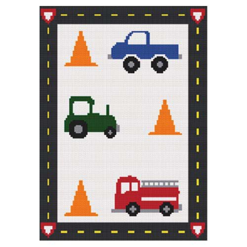 Little Boy vehicles Truck Tractor Fire Truck Cones Road Boarder Crochet Pattern