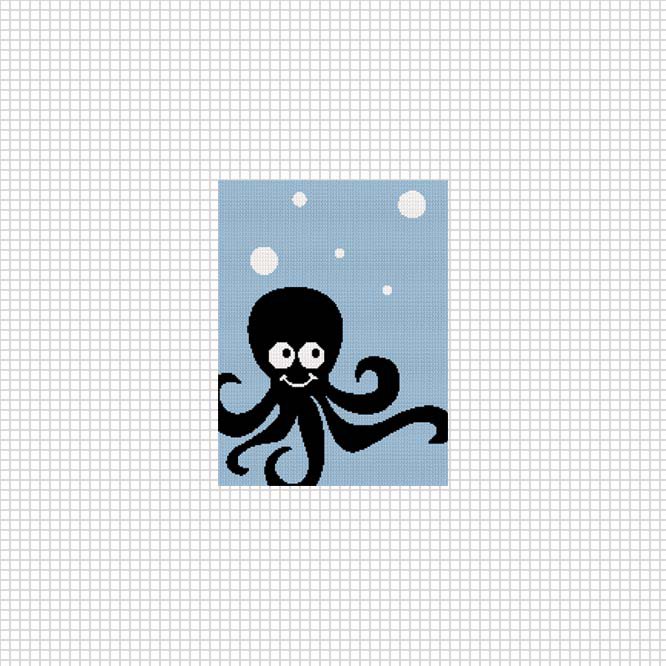 Cute Baby Octopus Hanging Out Ocean Afghan Crochet Pattern Graph