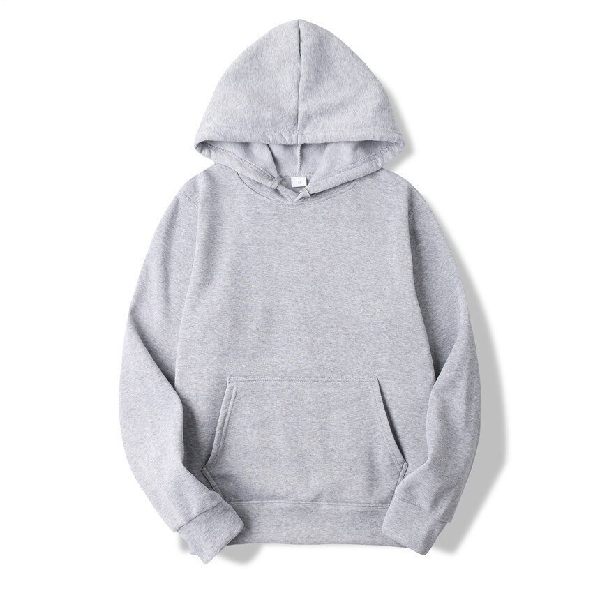 Men's Casual Sweatshirts Top Solid Color Hoodies Light Gray