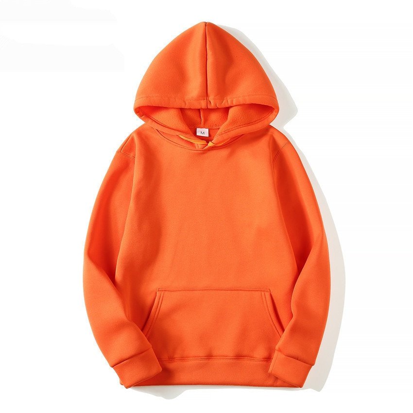 Men's Casual Sweatshirts Top Solid Color Hoodies Orange