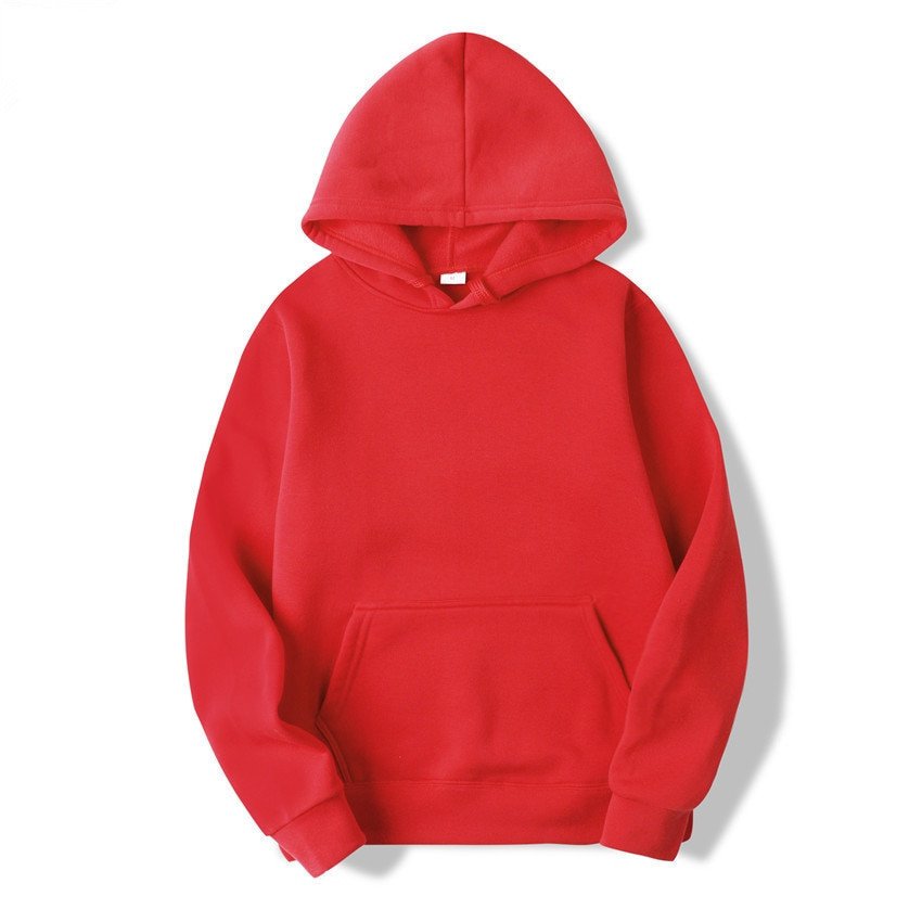 Men's Casual Sweatshirts Top Solid Color Hoodies Red