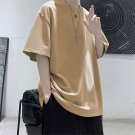 Summer Loose Short-sleeved Casual O Neck T-shirt Khaki