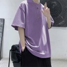 Summer Loose Short-sleeved Casual O Neck T-shirt Purple