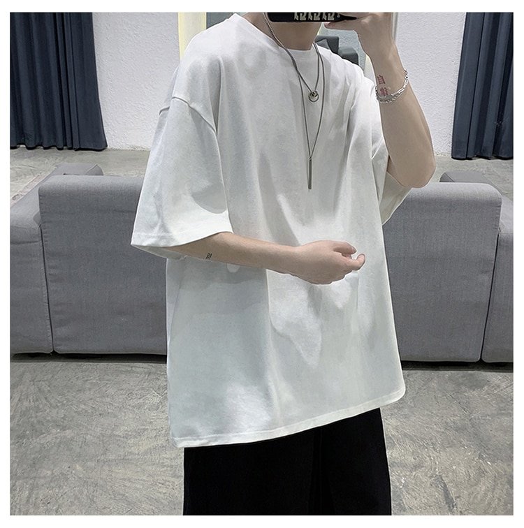 Summer Loose Short-sleeved Casual O Neck T-shirt White