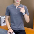 Men Casual Short Sleeve Slim Fil Fashion T Shirt Dark grey
