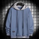 Men Hip Hop Casual Fashion Loose Solid Pullover Hoodies Blue