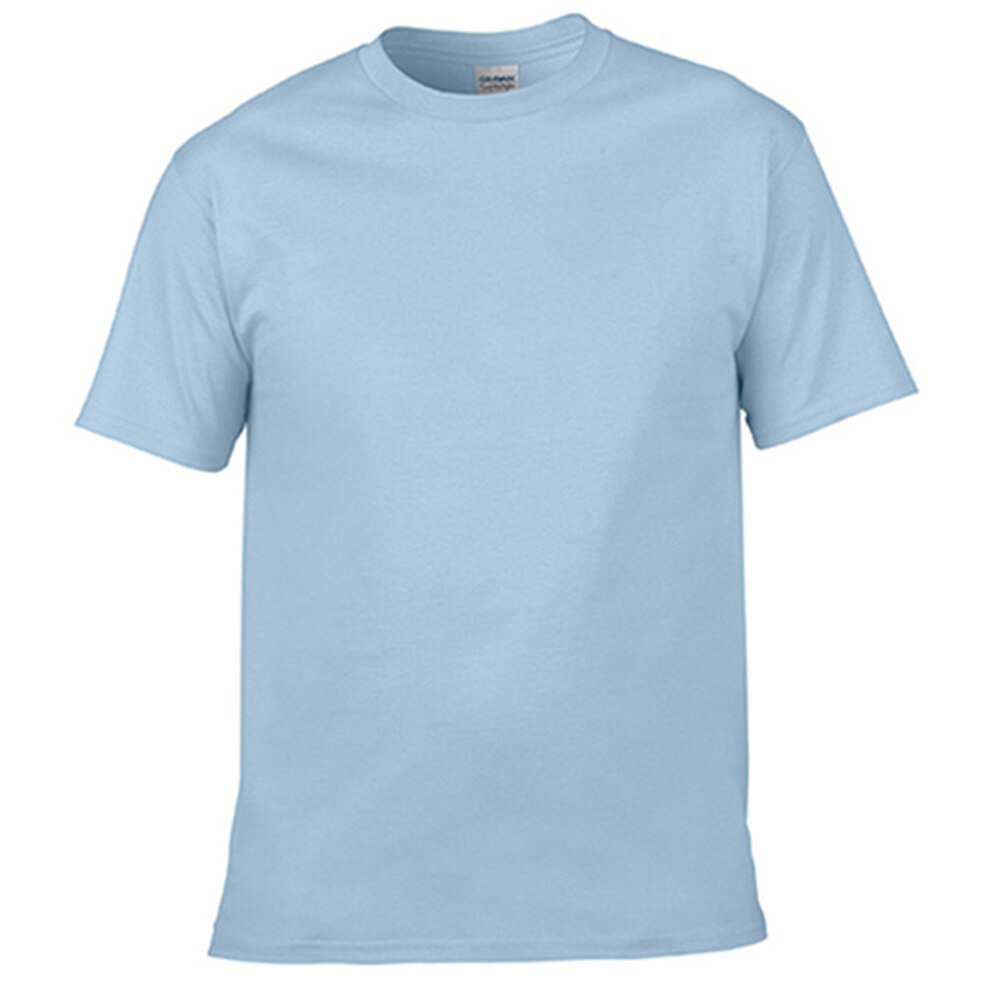 Men Fitness T-shirts O neck Cotton T-shirts Light Blue
