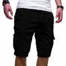 Men Casual Elastic Waist Pocket Shorts black