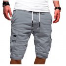Men Casual Elastic Waist Pocket Shorts Light grey