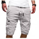 Men Casual Elastic Waist Pocket Shorts white