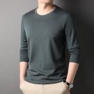 Mens Soft Round Neck Casual T-Shirt Grey Green