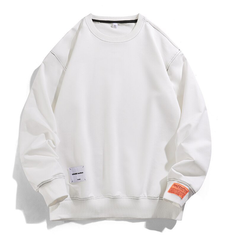 Men's O Neck Casual Hoodies Sweatshirts White