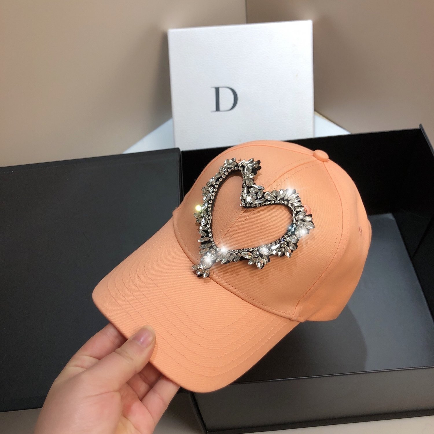Fashion Love Cap Casual Unisex Universal Baseball Cap orange pink