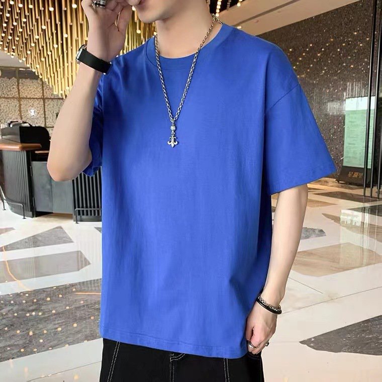 Comfortable Short Sleeve T-shirt Blank Shirts Blue