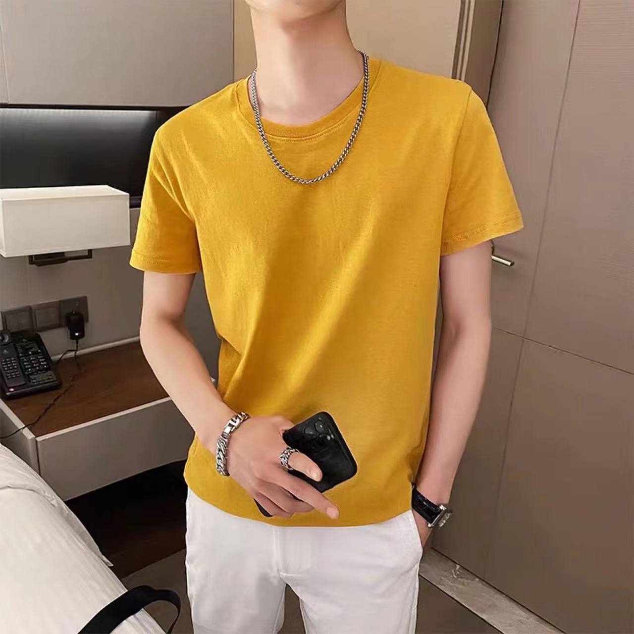 Comfortable Short Sleeve T-shirt Blank Shirts Yellow