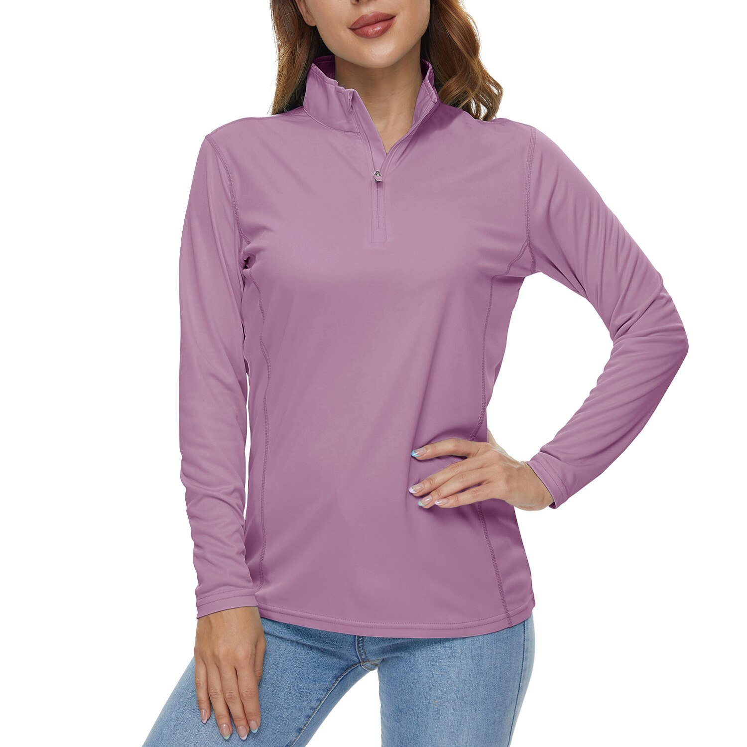 Women Anti UVSun Protection Shirts Outdoor Running T-Shirts Gray Purple