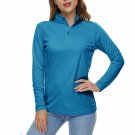 Women Anti UVSun Protection Shirts Outdoor Running T-Shirts Blue Green