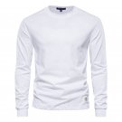 Men Cotton Long Sleeve Tee Pullovers T Shirts White