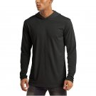 Men's UV Sun Protection T-Shirt Long Sleeve Hoodies Workout Shirt Black