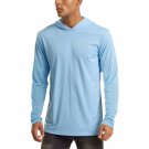 Men's UV Sun Protection T-Shirt Long Sleeve Hoodies Workout Shirt Blue