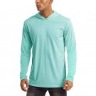 Men's UV Sun Protection T-Shirt Long Sleeve Hoodies Workout Shirt Lake Blue