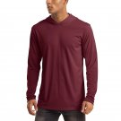 Men's UV Sun Protection T-Shirt Long Sleeve Hoodies Workout Shirt Wine Red