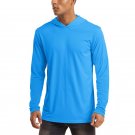 Men's UV Sun Protection T-Shirt Long Sleeve Hoodies Workout Shirt Azure
