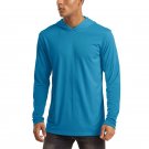 Men's UV Sun Protection T-Shirt Long Sleeve Hoodies Workout Shirt Blue Green