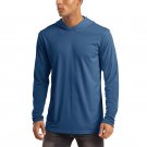 Men's UV Sun Protection T-Shirt Long Sleeve Hoodies Workout Shirt Blue Gray