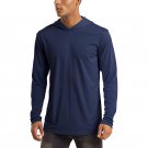 Men's UV Sun Protection T-Shirt Long Sleeve Hoodies Workout Shirt Navy