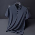 Short Sleeve Men's Polo Shirt Thin Ice Silk Shirt T-shirt Dark gray