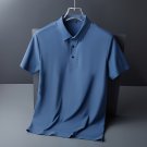 Short Sleeve Men's Polo Shirt Thin Ice Silk Shirt T-shirt Haze Blue