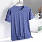Thin Ice Silk Short Sleeve Round Neck Elastic T-shirt Blue
