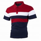 Men T Shirt Polo Shirt Turn-down Collar T Shirt Red Navy