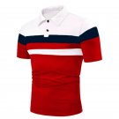 Men T Shirt Polo Shirt Turn-down Collar T Shirt White Red