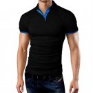 Men's T-shirt Lapel Casual Short-sleeved Pullover black