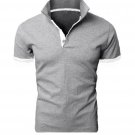 Men's T-shirt Lapel Casual Short-sleeved Pullover Light gray