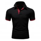 Men's T-shirt Lapel Casual Short-sleeved Pullover Black red
