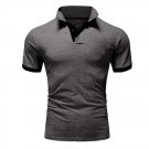 Men's T-shirt Lapel Casual Short-sleeved Pullover gray
